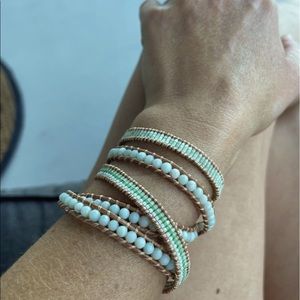 Victoria Emerson Brown, Green & White Wrap Bracelet